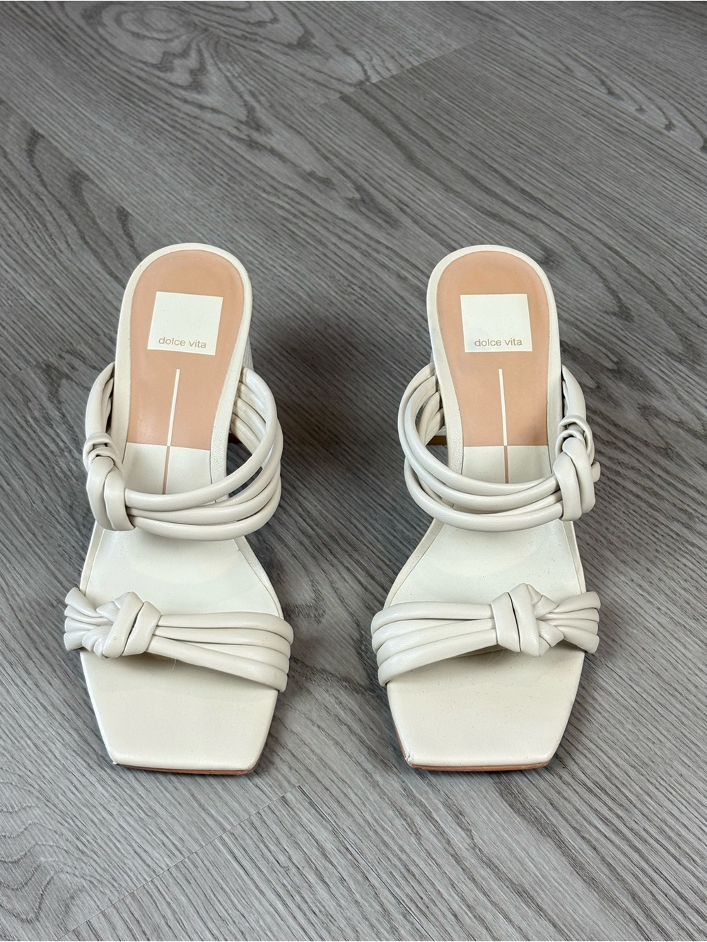 Dolce Vita Cream Knotted Strap Slide Heels